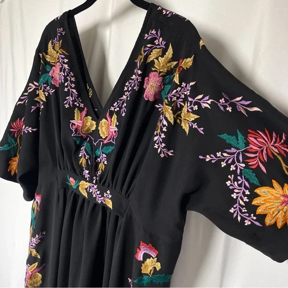 eShakti Wayward Fancies Black Embroidered Floral Maxi Dress - Picture 5 of 10